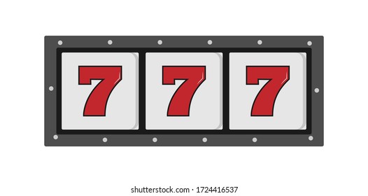 Slot machine 777 display. Simple flat design isolated on white background