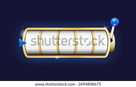 Slot Machine banner template. Slot Machine icon isolated on black background. Realistic 3d style. Vector illustration