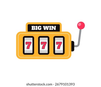Slot machine big win 777 flat design isolated on white background