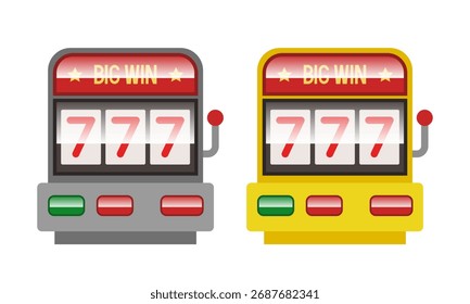 Slot machine cartoon icons. Vector illustration isolated on white background.