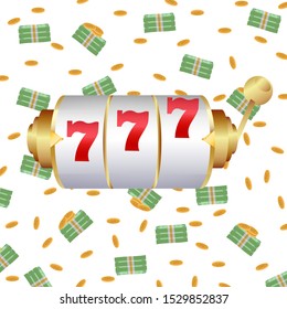 Slot machine. Casino 777. The jackpot will raise a big cache. Winner or loser