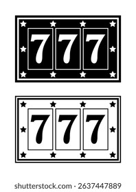 Slot machine casino Cut Out Vector Icon. Icon of gambling. Three 7s. Vector illustrations EPS10