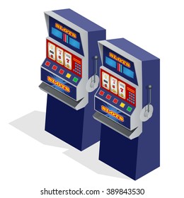 Slot machine casino, game, vegas, jackpot, 777. Casino popular gambling. Game of fortune.  Banner, flyer, card. Gold one arm bandit.