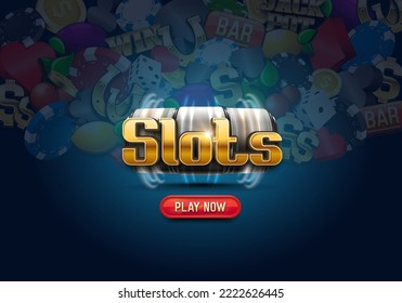 Slot machine with casino icons. Vector illustration.