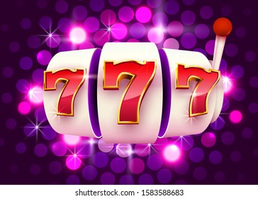 Slot machine coins wins the jackpot. 777 Big win casino concept. Vector illustration