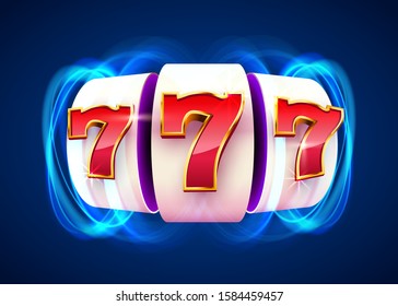 Slot machine coins wins the jackpot. 777 Big win casino concept. Vector illustration