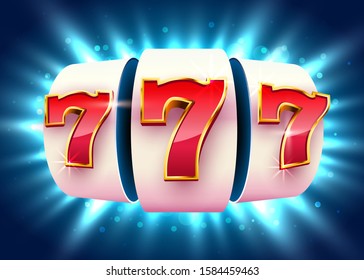 Slot machine coins wins the jackpot. 777 Big win casino concept. Vector illustration