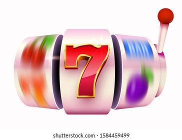 Slot machine coins wins the jackpot. 777 Big win casino concept. Vector illustration