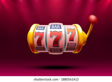 Slot machine coins wins the jackpot. 777 Big win casino concept. Vector illustration