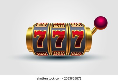 Slot machine coins wins the jackpot. 777 Big win casino concept. Vector illustration