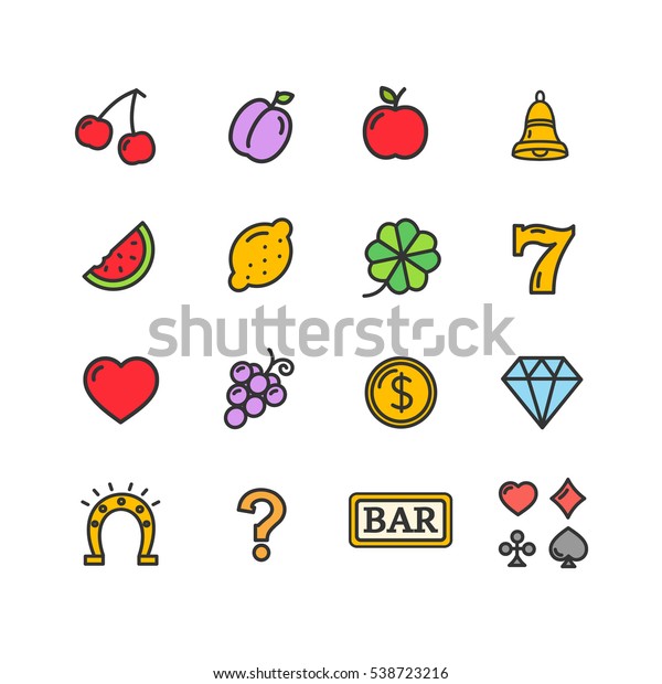 Slot Machine Color Icons Set Gambling Stock Vector (Royalty Free) 538723216