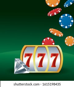 slot machine diamond and chips betting game gambling casino vector illustration