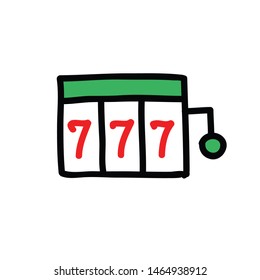slot machine doodle icon, vector illustration