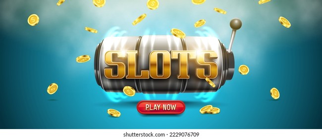 Slot machine with falling golden coins. Vector illustration.