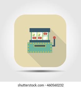 slot machine flat icon with long shadow, vector illustration 