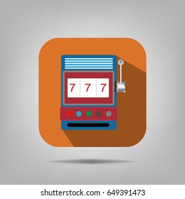 slot machine flat icon with long shadow