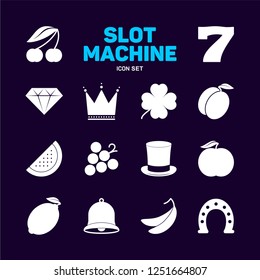 Slot Machine flat icon set