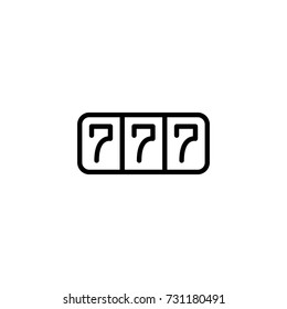 Slot machine flat icon. Single high quality outline symbol of gambling for web design or mobile app. Thin line signs of casino for design logo, visit card, etc. Outline logo of lottery.