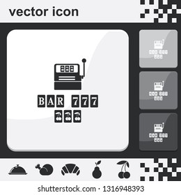 Slot Machine flat set of buttons vector icon.