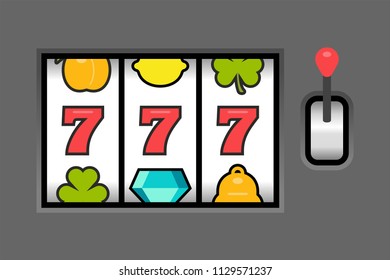 Slot Machine. flat style. isolated on gray background