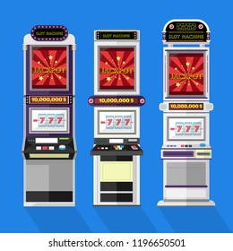 Slot Machine Game Frame in Casino Flat Design