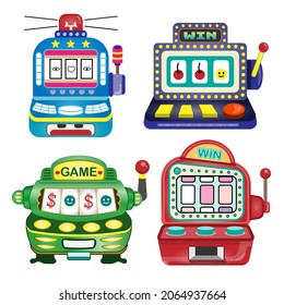 slot machine game icon. Game Jackpot slot machine toy isolated. Gambling And Casino Night Club Related Cartoon. Flat style vector illustration.