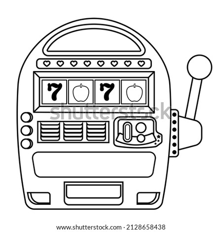 slot machine game outline. Game Jackpot slot machine toy isolated. Gambling And Casino Night Club Related Cartoon. Flat style vector illustration.