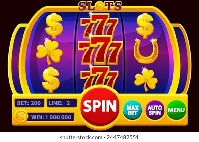 The slot machine with golden icons