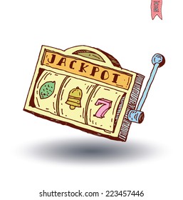 slot machine, hand drawn vector illustration.