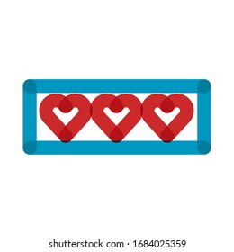 slot machine hearts multiply line style icon vector illustration design