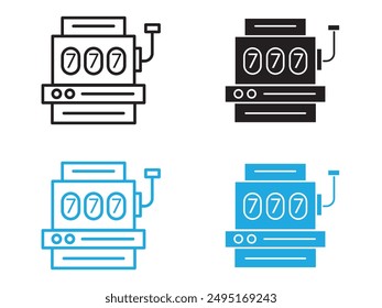slot machine icon black and white vector outline sign