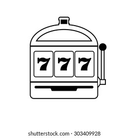 Slot machine icon black and white vector illustration