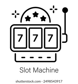 Slot machine icon designed in outline style 