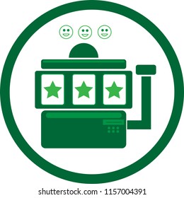 Slot Machine icon. Flat pictogram symbol in a round frame. Designed for web and application user interface. Icon in 8 color variations.