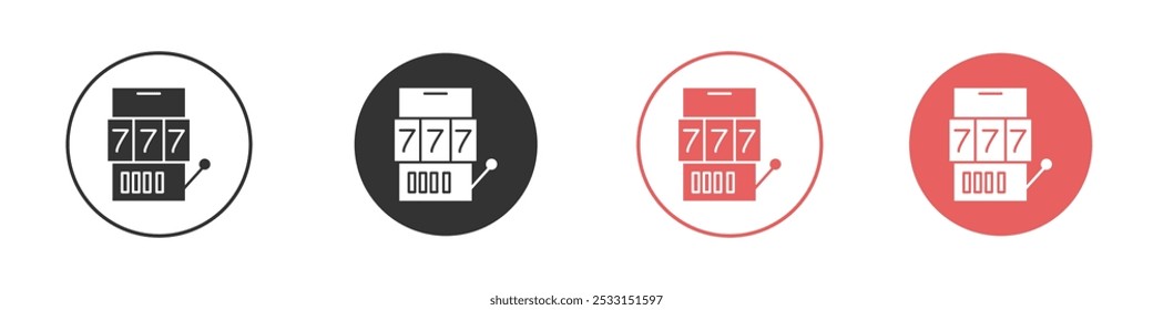 slot machine icon Flat set in black and white color