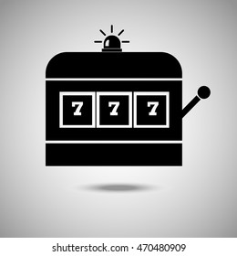Slot machine icon. Flat style. Grey background. Vector illustration.