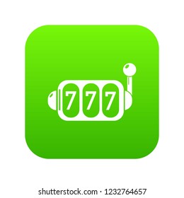 Slot machine icon green vector isolated on white background