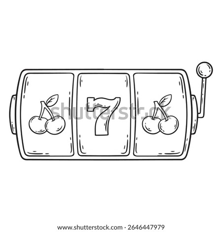 Slot machine icon. Hand drawn illustration of slot machine vector icon for web design
