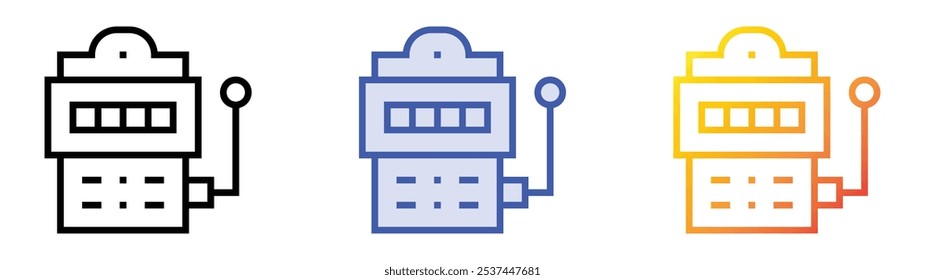 Automatensymbol. Lineares, blaues Füllungs- und Farbverlauf-Design einzeln auf weißem Hintergrund