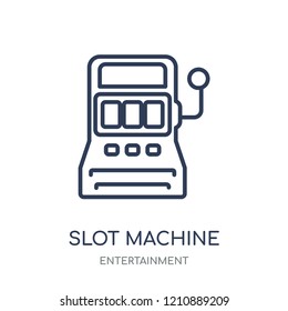 Slot machine icon. Slot machine linear symbol design from Entertainment collection.