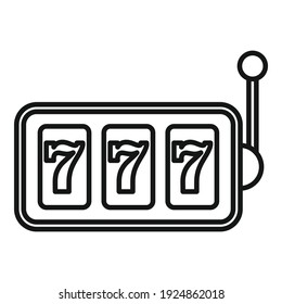 Slot machine icon. Outline slot machine vector icon for web design isolated on white background