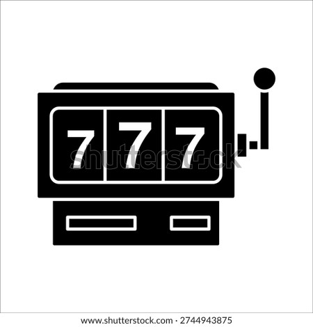 Slot machine icon in solid glyph style, casino gambling and jackpot symbol isolated on white.