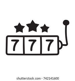 Slot machine icon, symbol. Vector hand drawn illustration on white background.