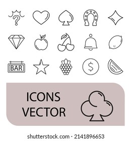 Slot Machine  icons set . Slot Machine  pack symbol vector elements for infographic web