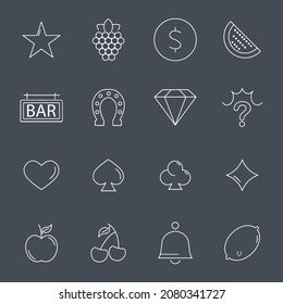 Slot Machine icons set.Slot Machine pack symbol vector elements for infographic web