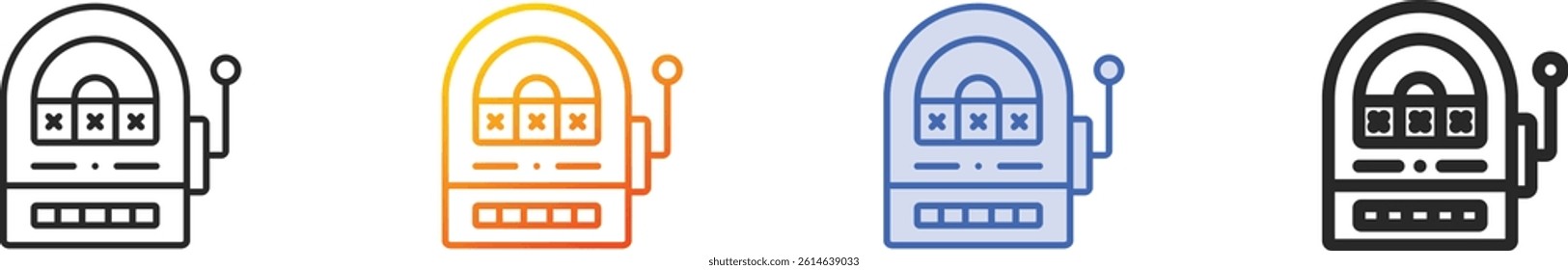 slot machine icon.Thin Linear, Gradient, Blue Stroke and bold Style Design Isolated On White Background