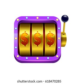 Slot machine illustration. Casino winner background. Eps10 vector.