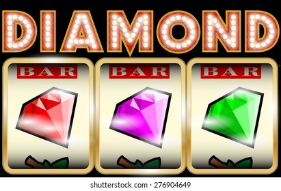 Slot Machine Illustration with diamonds 