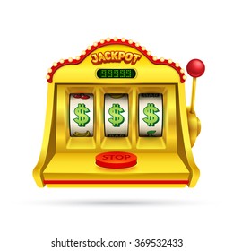 Slot machine illustration isolated on white background