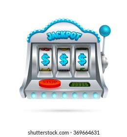 Slot machine illustration isolated on white background